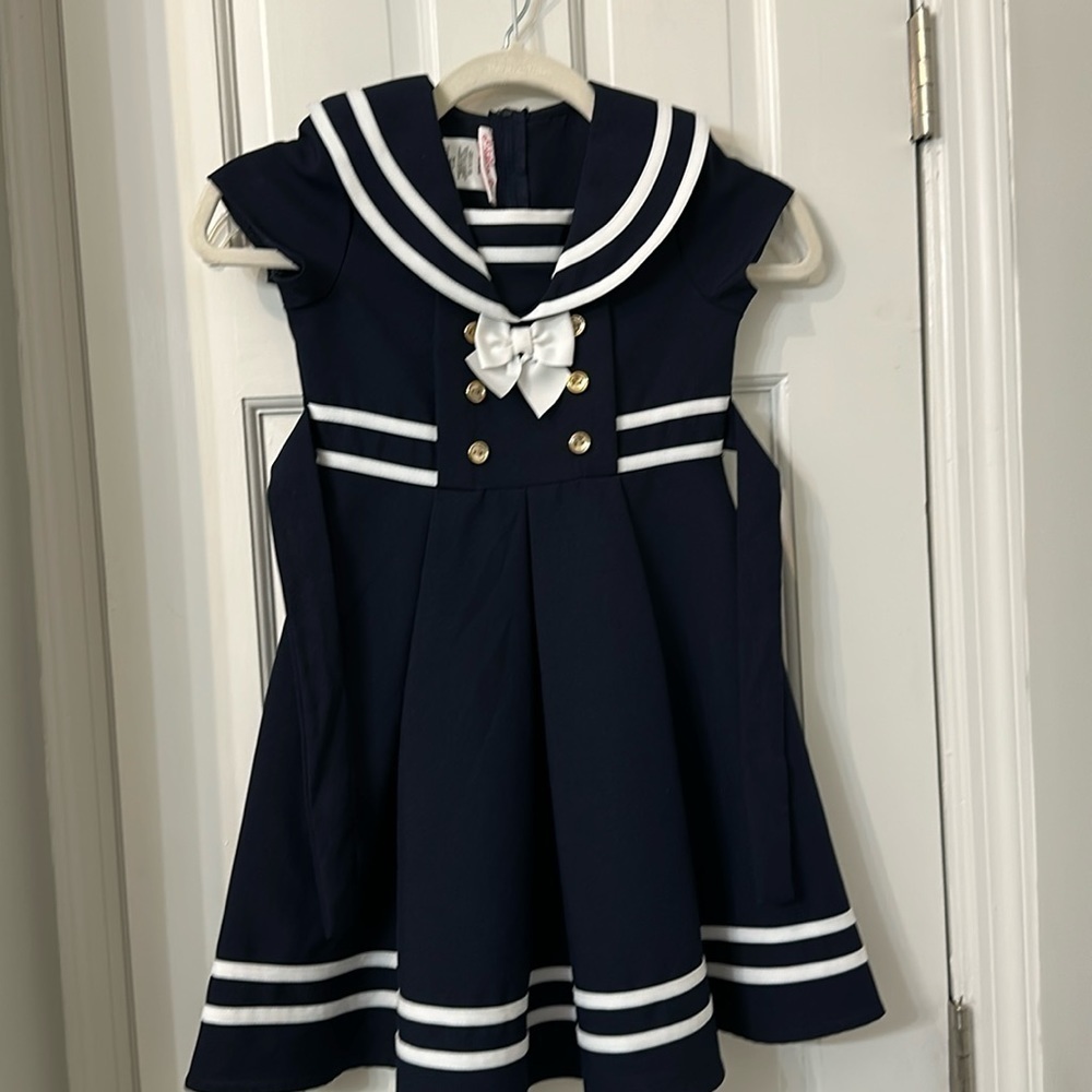Jessica Ann Sailor dress Navy and white